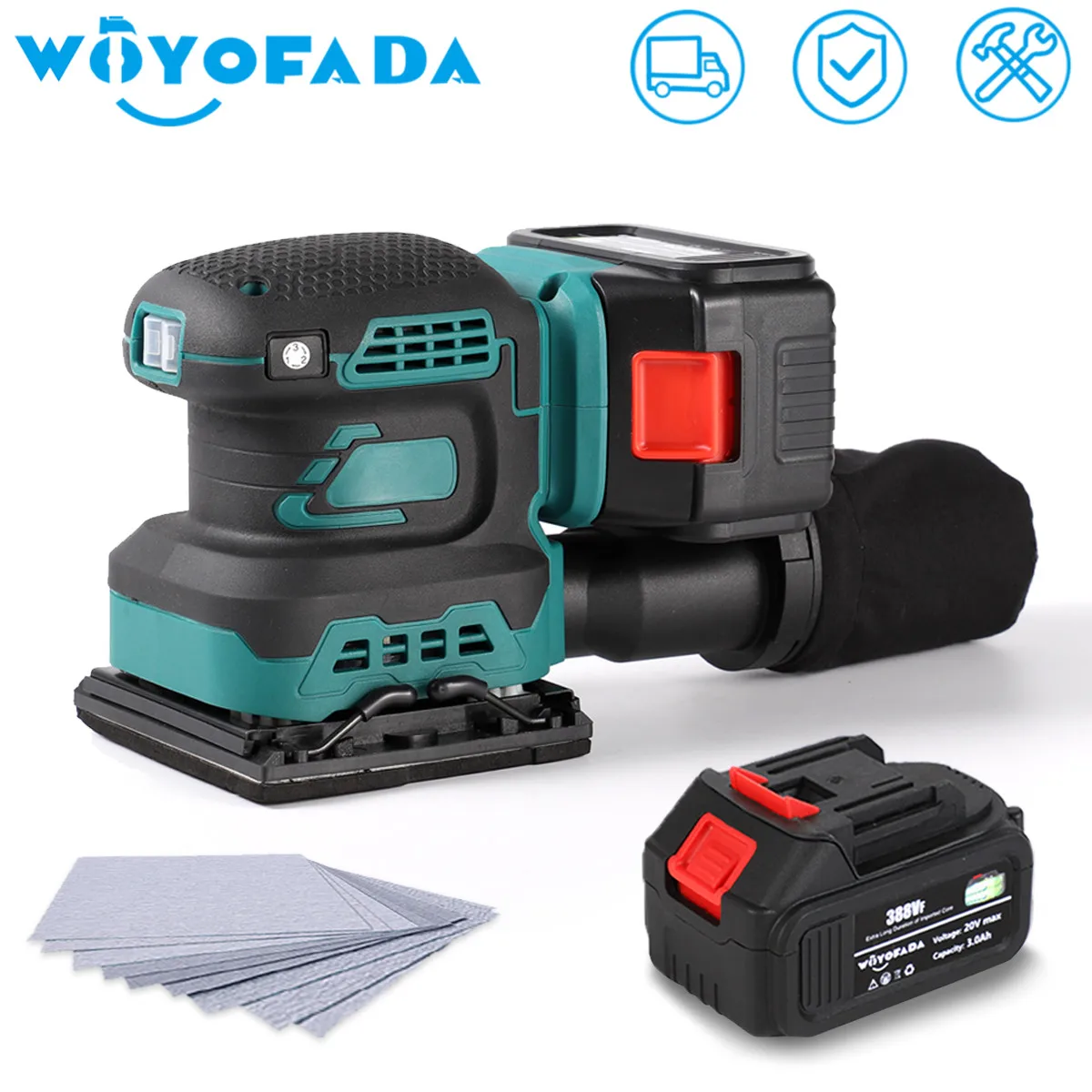 

Brushless Random Orbital Sander Wood Grinder Polishing Electric Grinding Machine With 9pcs Sandpapers For Makita 18V Battery