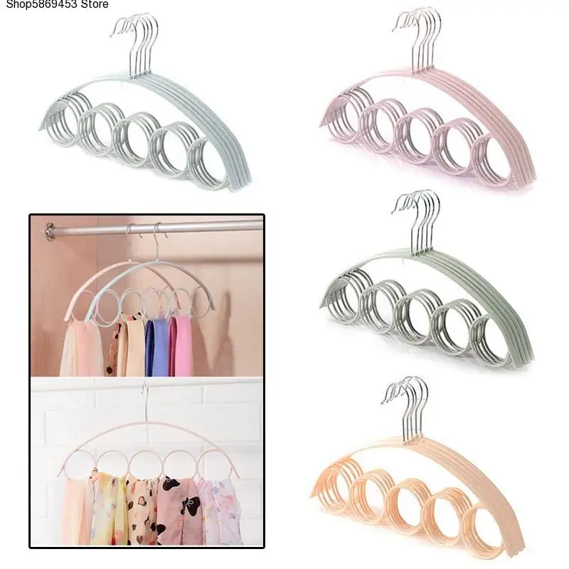

41x22.6cm 5Hole Ring Rope Slots Holder Hook Scarves Organizer Scarf Wraps Shawl Storage Hanger Ring Ties Hanger Belt Rack
