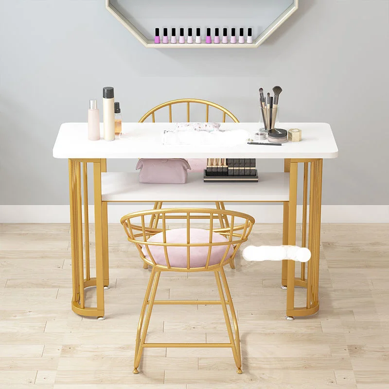 

NordicImitation Marble Board Net Celebrity Marble Pattern Nail Table Chair Set Wrought Iron Single Double Triple Manicure Table
