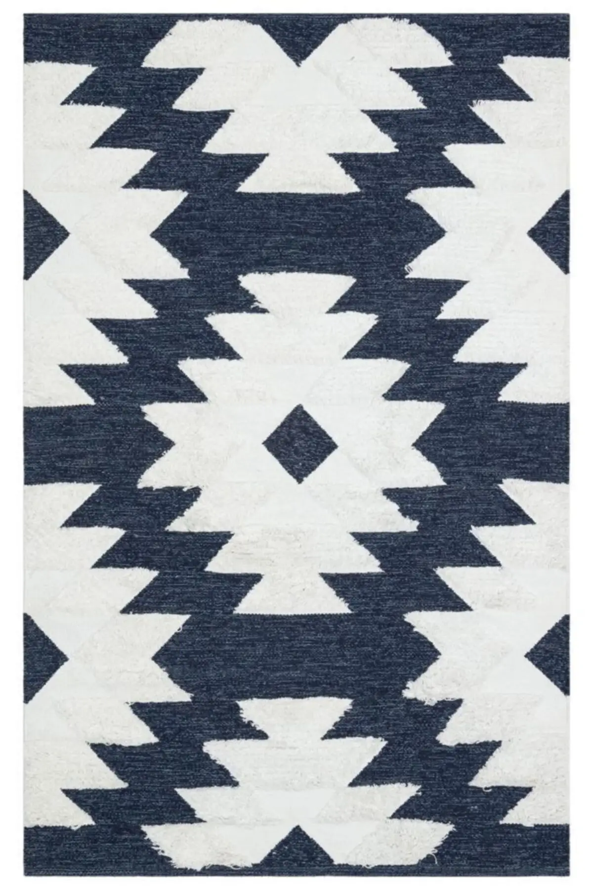 

Хлопковый нескользящий ковер, ковер ручной работы Enn, афро, темно-синий, белый, 100% натуральный хлопок, импортный моющийся сетчатый ковер ручн...