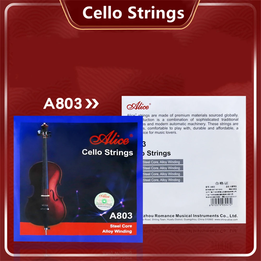

Alice A803 Cello Strings Steel Core Nickel Silver C-G-D-A For Full Size 4/4 3/4 Wound Nickel Plated Ball End Alloy Winding