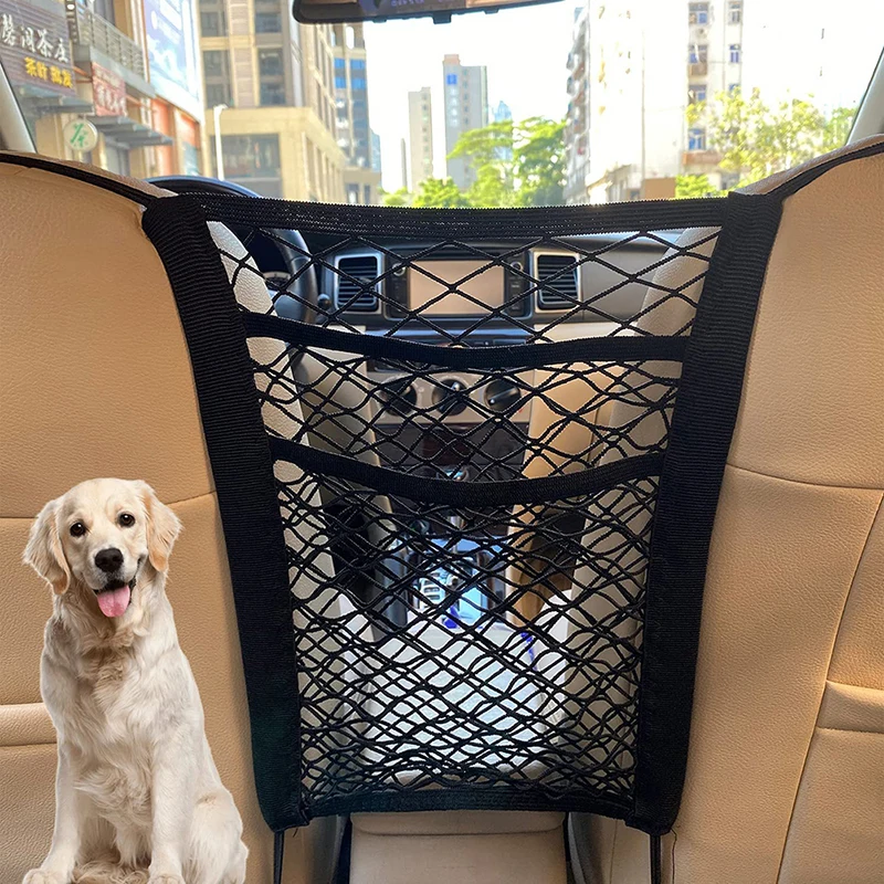 

Стандартная сетка для хранения между сиденьями с карманами, барьер для собак на переднее сиденье для автомобилей и грузовиков, 3 слоя