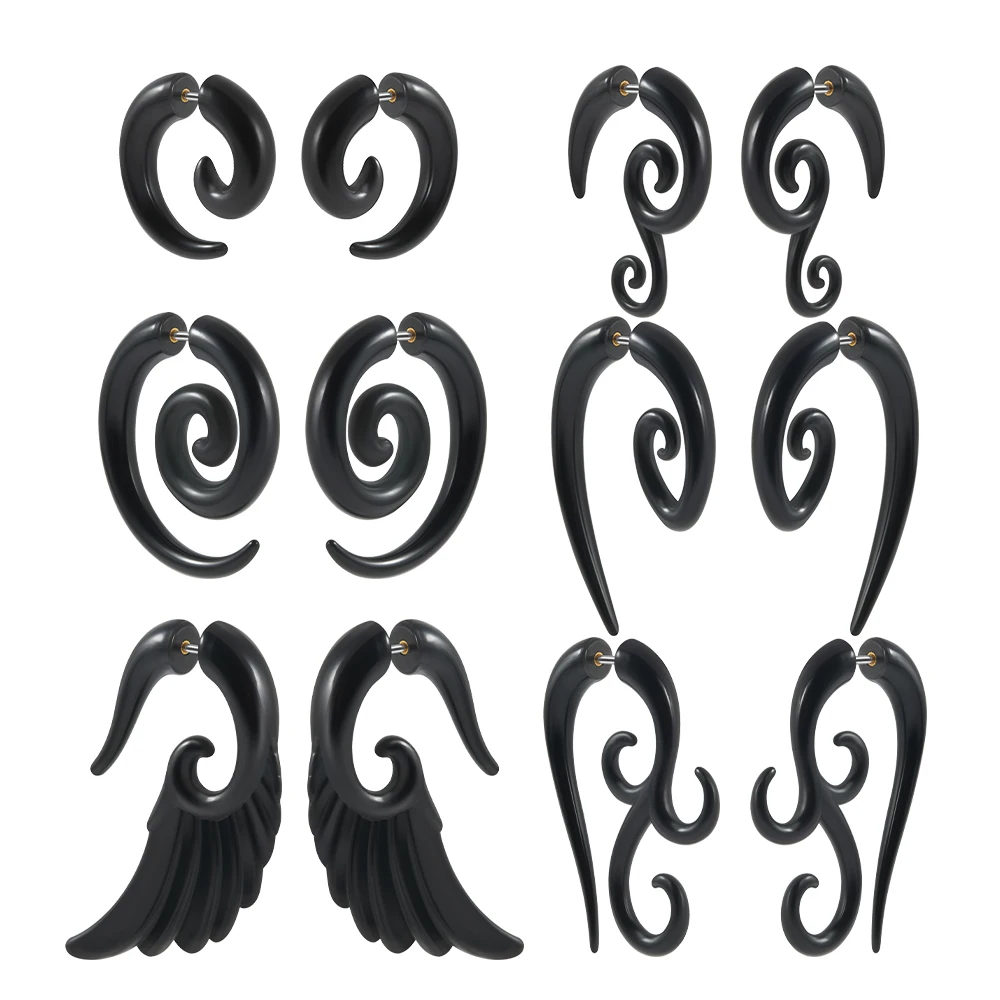 16x6 мм вал акриловые витые крылья-гвоздики поддельная заглушка туннель из искусственных ушей конусные измерительные серьги растягиватель для пирсинга