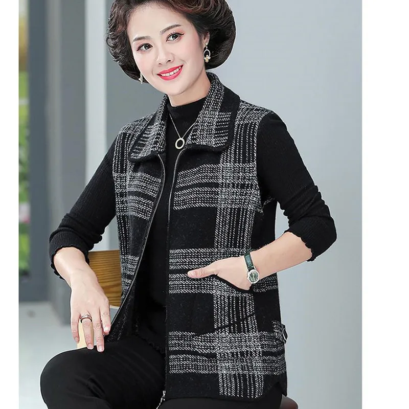 Женский жилет на молнии Осенний Свободный кардиган большого размера 4XL