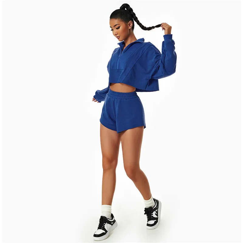 

Autumn Winter Loose Sports Running Suits Women's Fashion Casual Outdoor Zipper Stand Collar Long-sleeved Sweater Suits