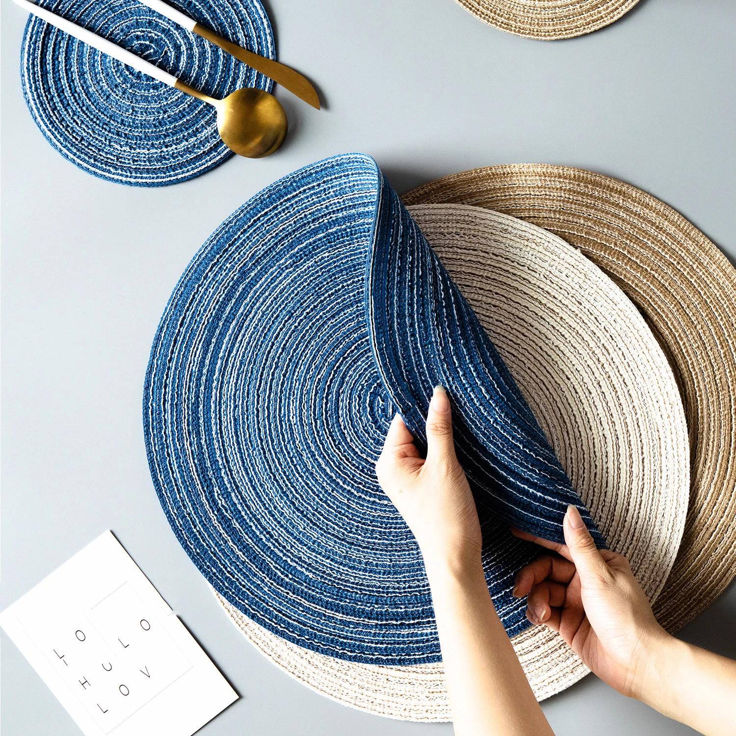 

4/6/8 pcs Table placemats for table mat Ramie Insulation Pad Placemats Linen Non Slip Table Mats Home Decoration Pad Coaster