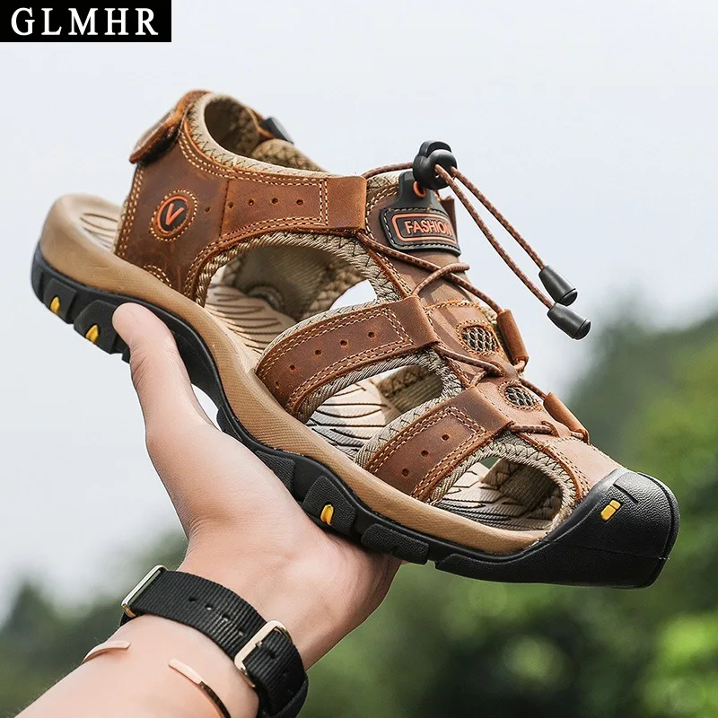 

Сандалии мужские из натуральной кожи, кроссовки, стильная пляжная обувь для треккинга, для воды, Новинка лета 2022