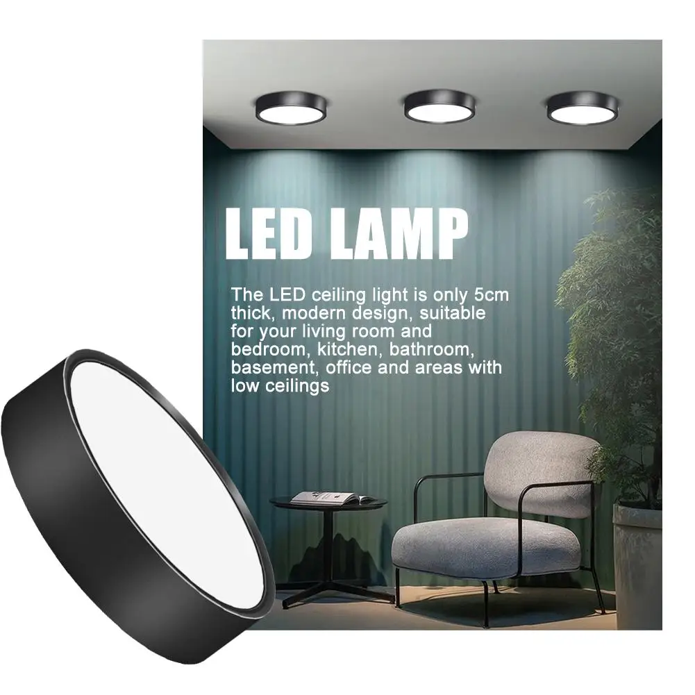 

Normal Ceiling Light LED Down Light Surface Mounted Light Light Panel Ultra-thin Mount LED Downlight Ceiling Flush Tricolou X5Z1