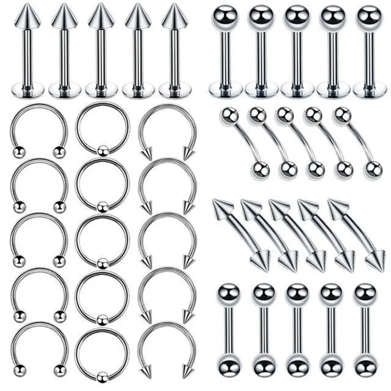 Модные металлические геометрические кольца и штифты для носа женские