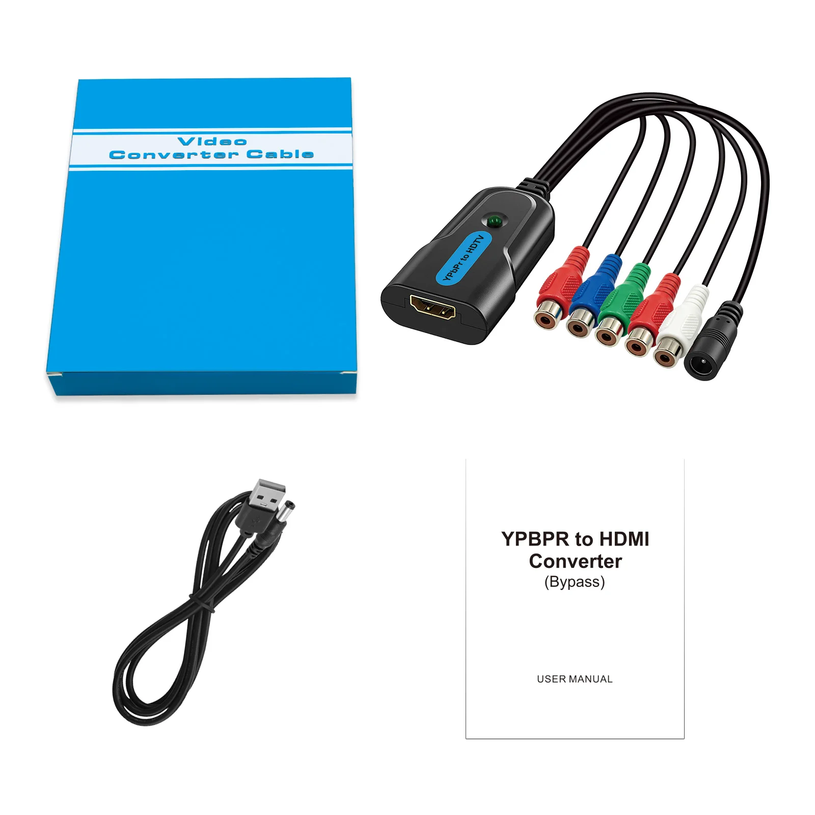 Конвертер 1080P YPbPr Component в HDMI с аудиовходом RCA для DVD, PS2, XBOX, VCR, VHS, ретро-игровых консолей (art.: 3920dc7c24bee) - 3920dc7c24bee