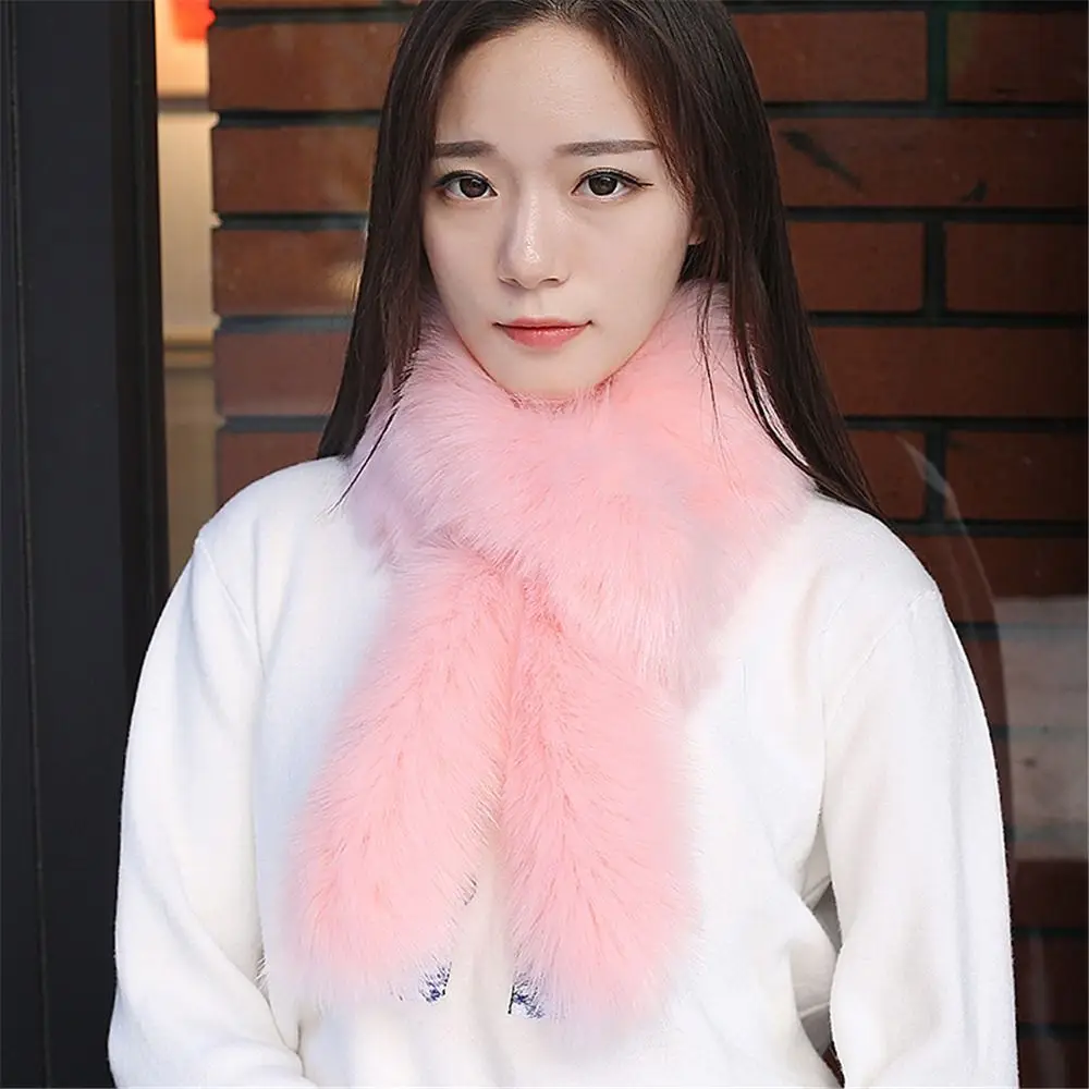 Модный женский шарф с воротником из искусственного меха теплые зимние грелки для