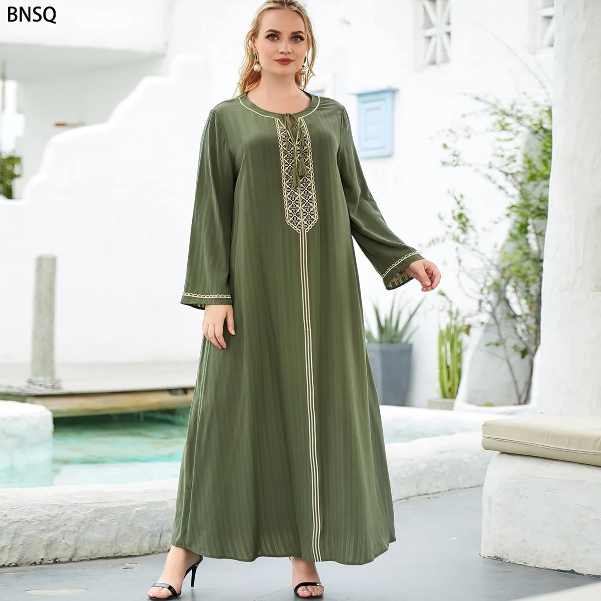 Платье-абайя с вышивкой Рамадан ИД Мубарак мусульманский арабский хиджаб длинные кафтаны одежда Djellaba женская мусульманская молитва