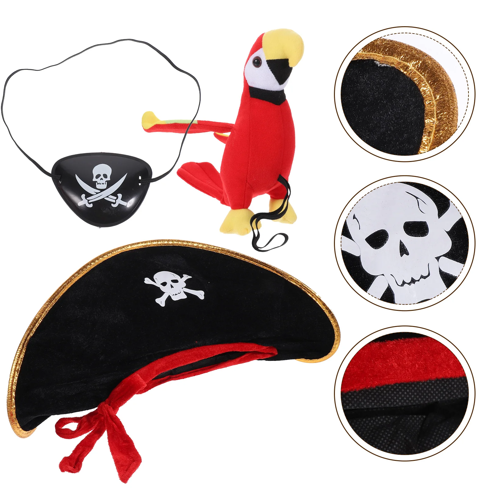 

Decor Parrot Eye Patches Pirate Toy Realistic Adornment Lifelike Models Cosplay Accessory Plush Bird Child Ornaments