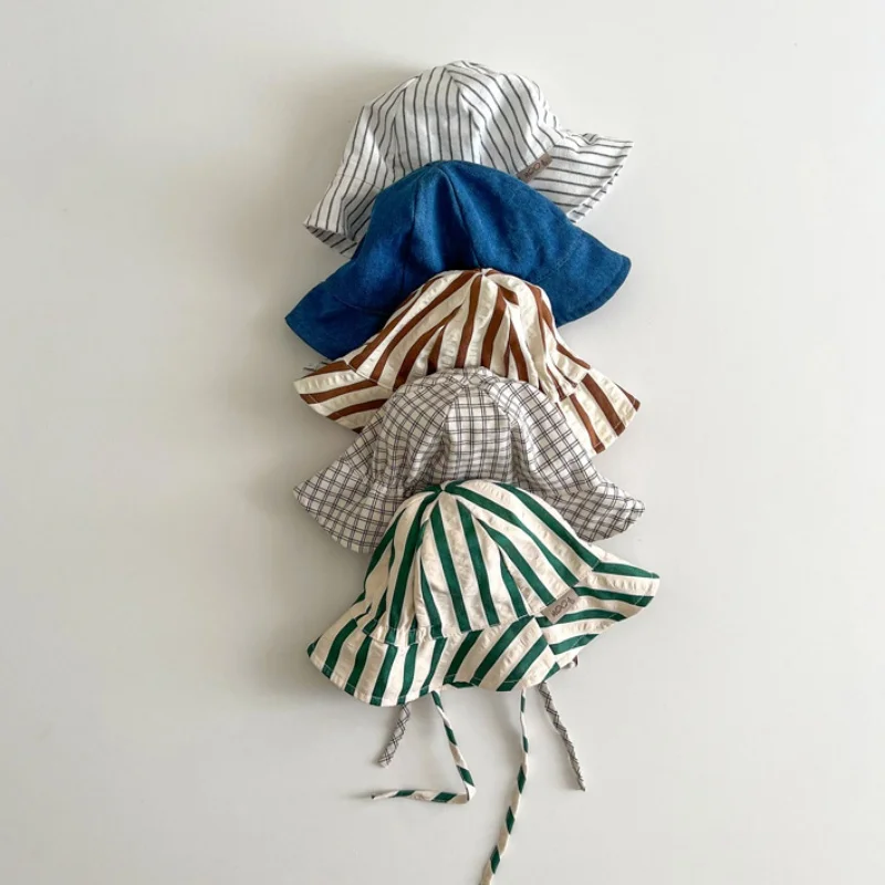 Детская панамская шляпа Baywell унисекс хлопковая кепка с полосатым узором для