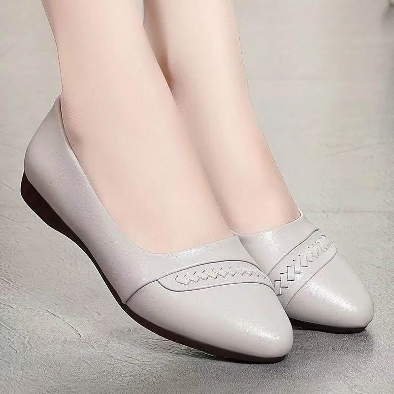 

Flats for Women Autumn Summer Fashion Pointed Toe Shoes Casual Work shallow Flats Elegant Ladies Leather Shoes Slip On Footwear