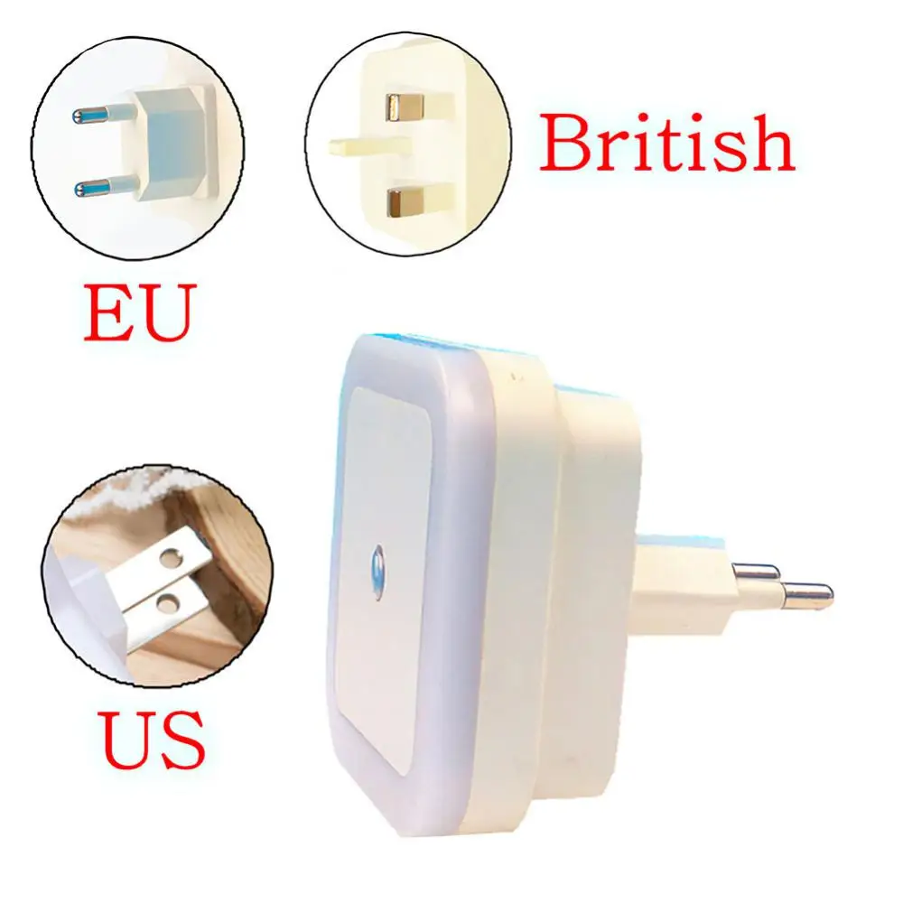 

Light Auto Sensor LED Night Light US/EU/UK Wall Plug-in Lamp For Kid's Bedroom Hallway Corridor Stairs 110V 220V