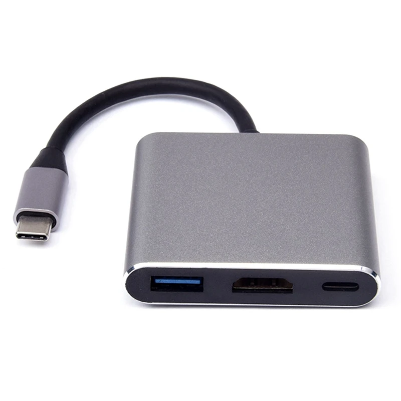 

Док-станция 3 в 1 с USB 3,1 Type C на HDMI, многопортовый адаптер PD, кабель для быстрой зарядки, конвертер для компьютеров