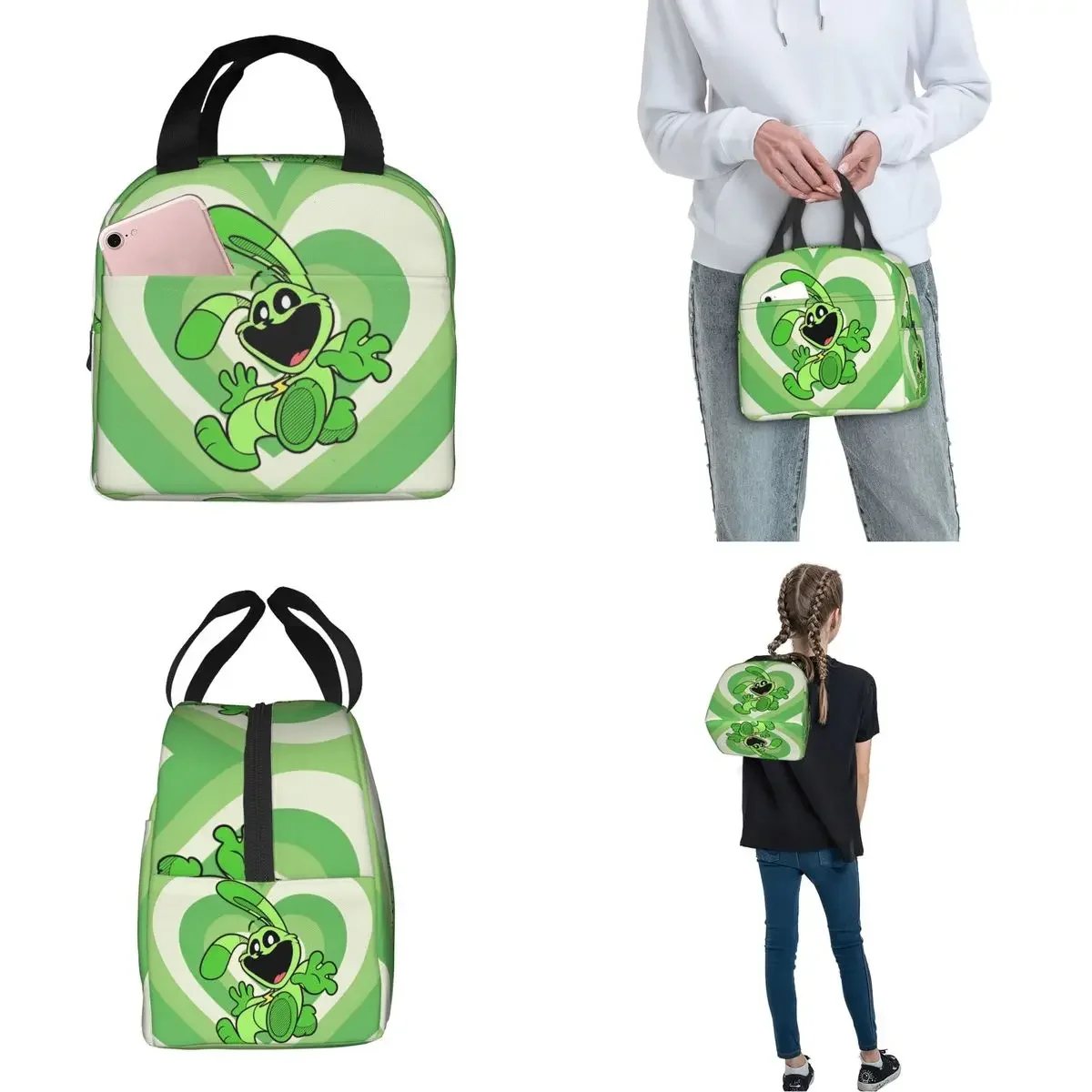 Изолированная сумка для ланча с улыбающимися животными игр Термосумка