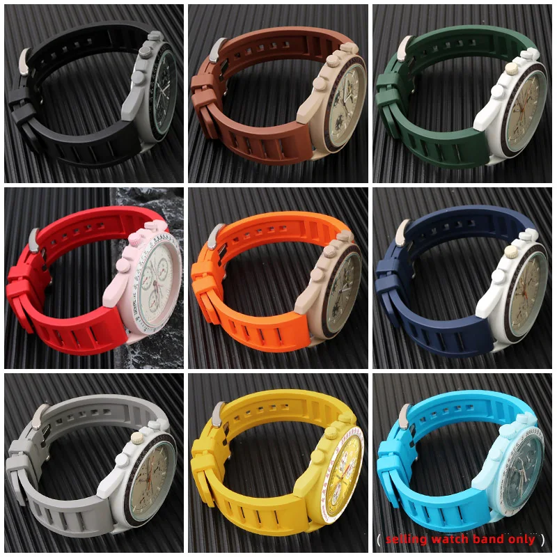 20mm Fluorine rubber For Omega X Swatch Joint MoonSwatch Constellation Planetary Men Women Waterproof Sport Watch Strap