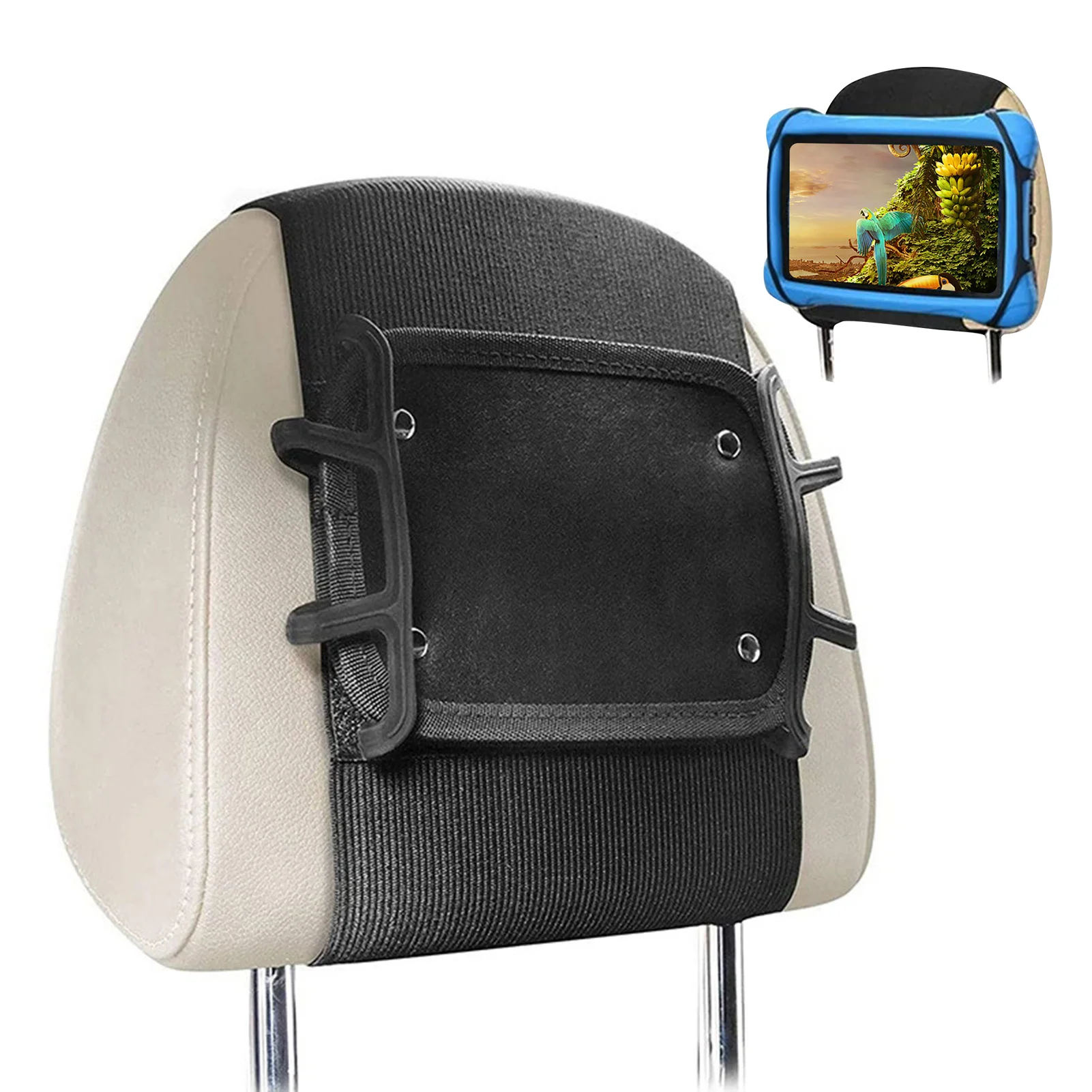 Car Headrest Tablets Mount Holder Silicone Tablet Stand Car Tablet Holder For 7-10.9inch Tablet Back Seat Tablet Stand For Kids