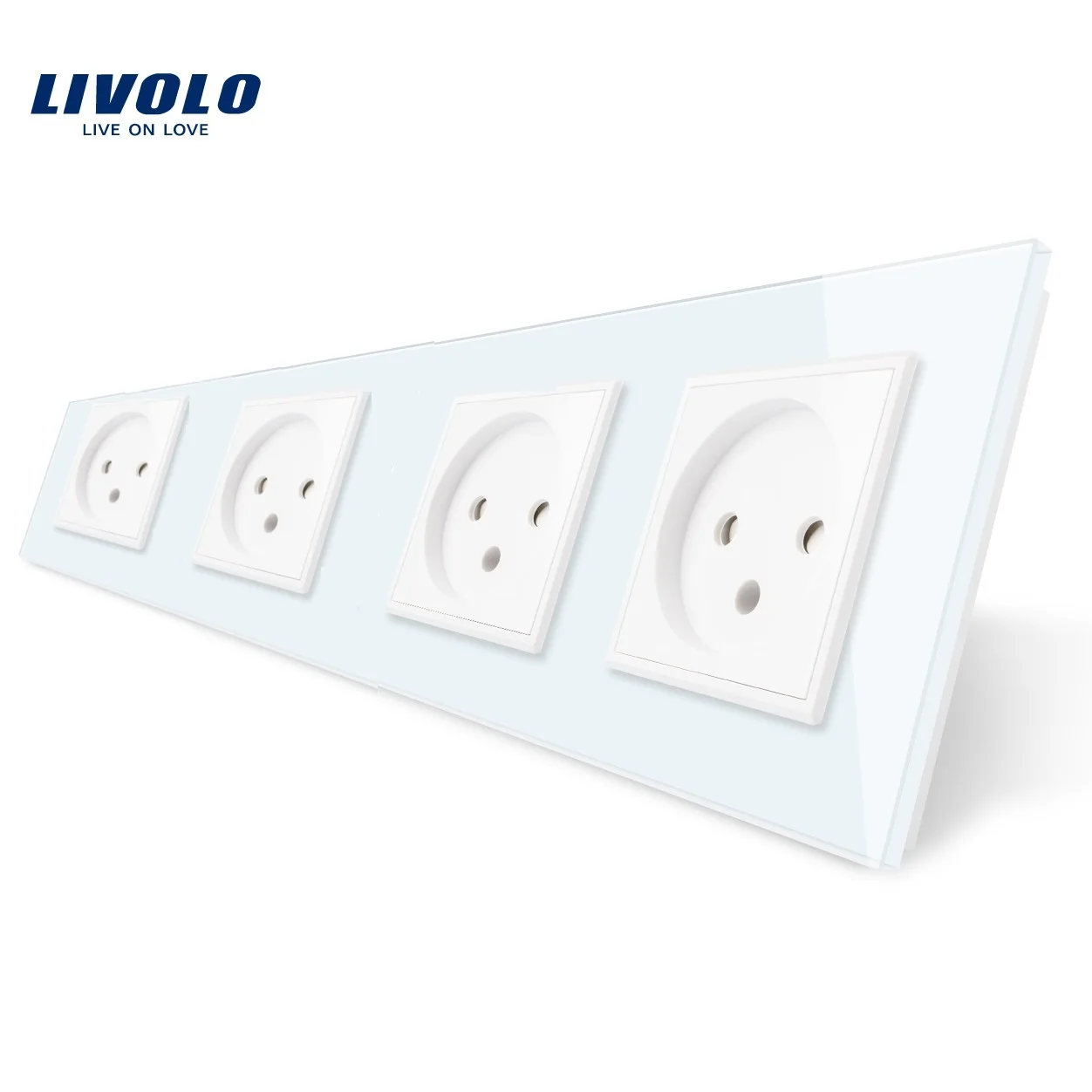 

Livolo Israel Power Socket, Outlet Panel, White Crystal Glass Panel, 294mm*80mm AC 100~250V 16A Wall Power Socket, VL-C7C4IL-11