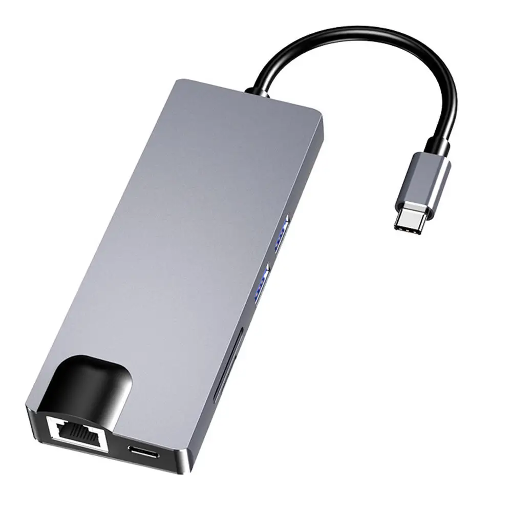 

Type-C Docking Station Type-C To Hdmi/Vga Hub Card Reader + Network Card Eight In One