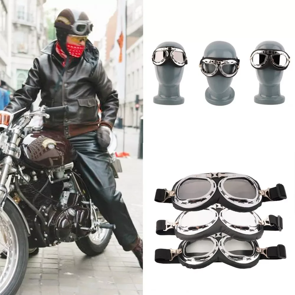 Anti-UV Vintage Motorcycle Goggles gafas Pilot Biker Sunglasses Scooter Cafe Racer Glasses Off-Road Motocross Racing Eyewear