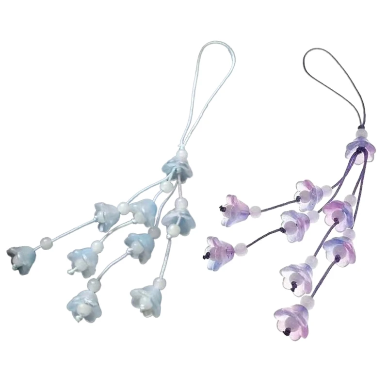 Y2K колокольчик орхидеи телефон подвеска брелок ремешок Cellhone цепь DIY ручной работы