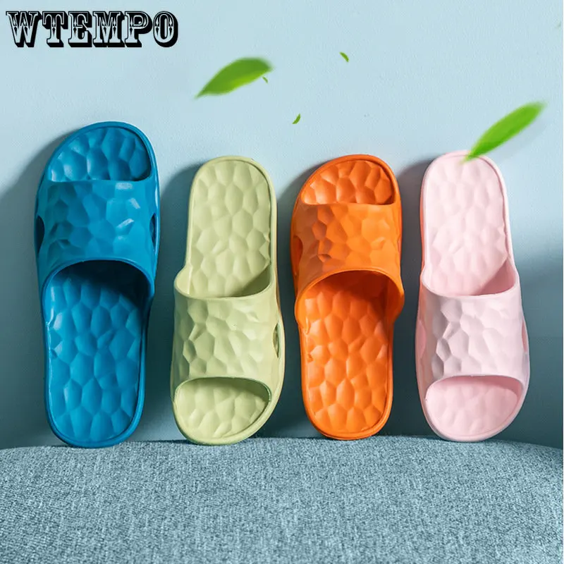 

WTEMPO Slippers Female Couple Indoor Home Slippers Soft Soled Bath Non-slip Silent Anti-odor Slippers Summer Shoes for Unisex
