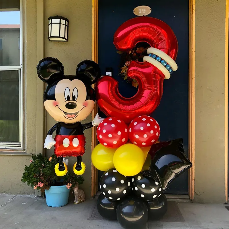 

22pcs/Set Disney Theme Mickey Mouse Foil Balloons 32inch Red Number Balloon Birthday Baby Shower Party Decoration Kids Toy