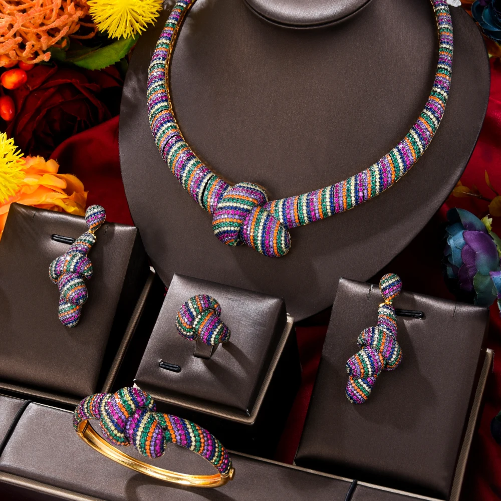 Набор женских ювелирных изделий из фианита в Африканском и индийском стиле