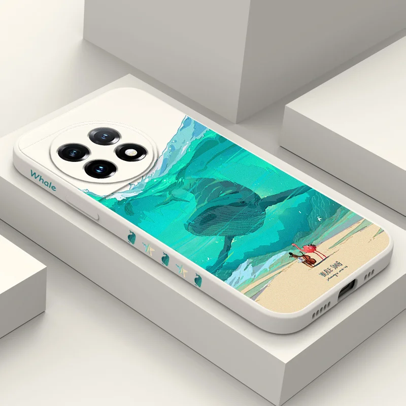 Чехол для телефона Submarine Whale Oneplus 12 12R 11 11R 10 10R 10T 9R 9RT 9 8T 8 7 7T Pro 5G жидкий силиконовый