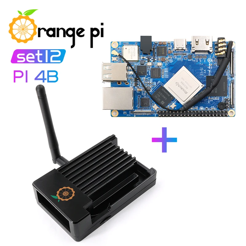 

Orange Pi 4B + металлический корпус (антенна) ,16 ГБ EMMC Rockchip RK3399 NPU SPR2801S один компьютер, Поддержка Android/Ubuntu/Debian