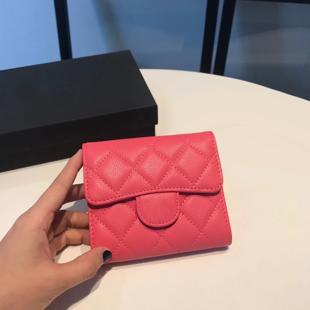 

2022 new high-end customized luxury women's tri-fold wallet coin purse cardholder fashion casual leather bag diamond caviar