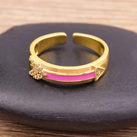 aibef new design enamel oil dripping 6 colors arrow shaped zircon opening adjustable ring womens creative jewelry fine gift