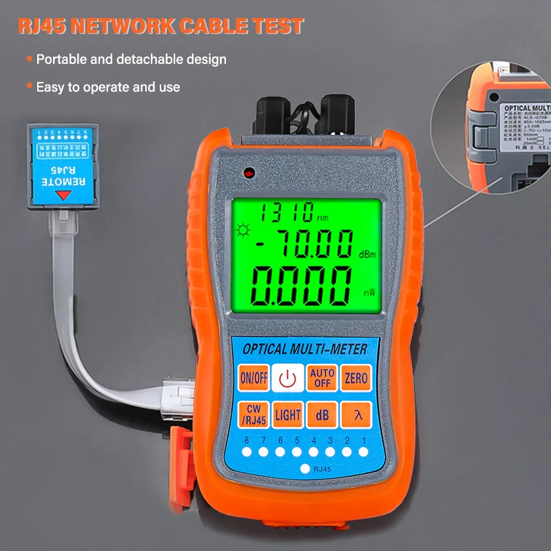 4 in1 Mini Optical Power Meter FTTH Handheld Fiber Optical Cable Test OPM -50~+26/-70~+10dBm With Network Test/LED Light