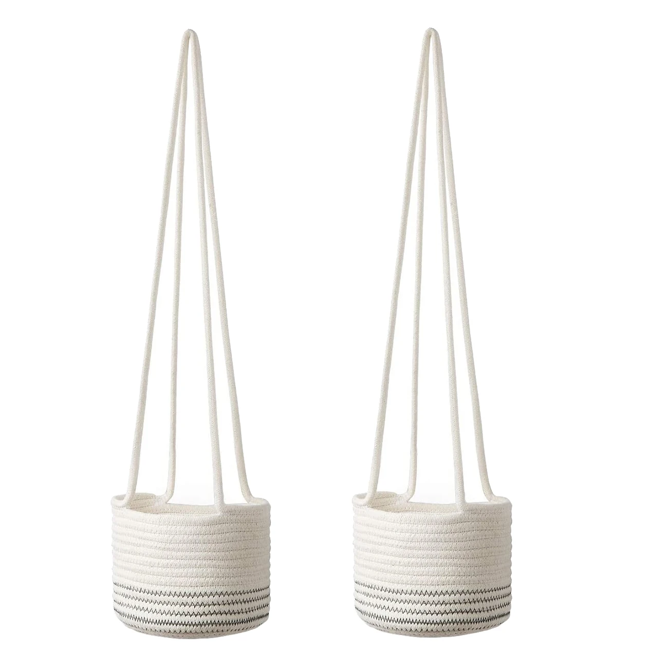 

2 Pack Hanging Planter Baskets Cotton Rope Woven Macrame Indoor Plant Hangers Flower Plant Pots 8X6Inch