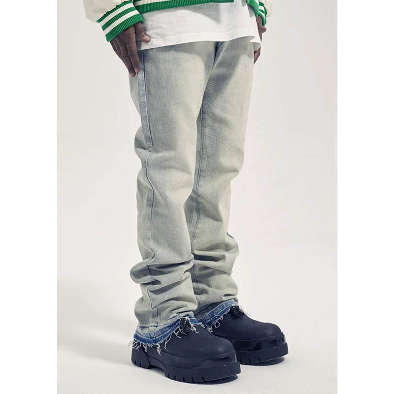 Уличная Дизайнерская одежда потертые модные эластичные белые слегка