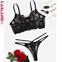 embroidery flower lingerie bra set ultra thin see through sexy bikini transparent under wire push up bras for women black sutian