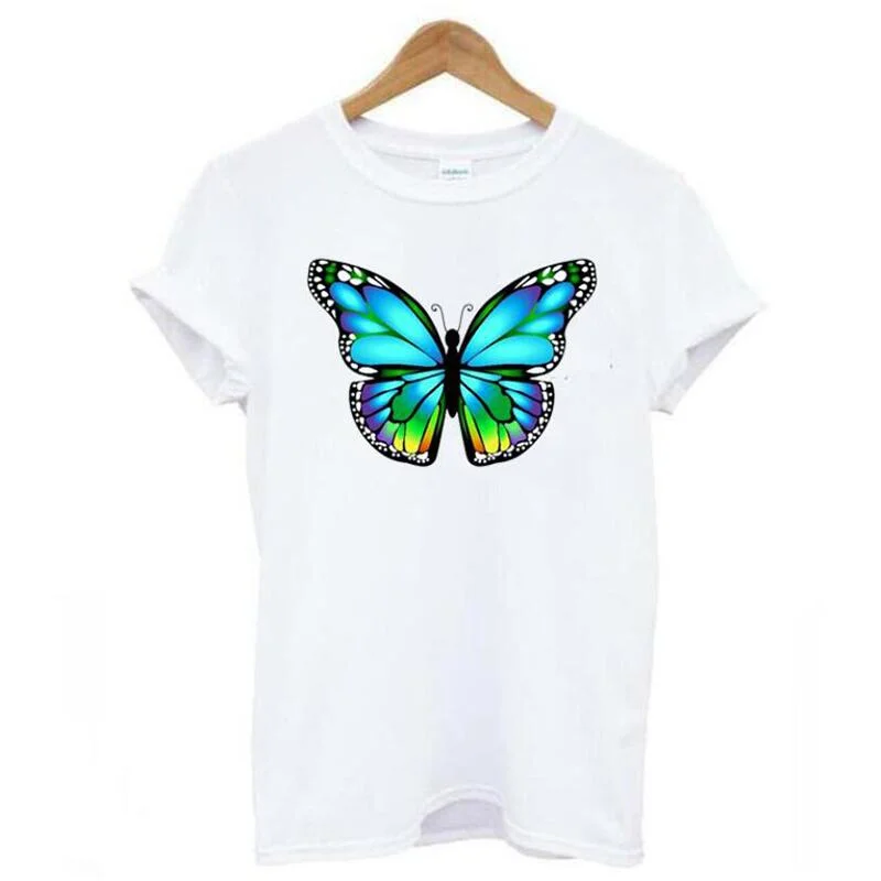 

Cartoon Butterfly Sweet T Shirt Women Tops Large Size Cotton Casual T-shirt Harajuku Short Sleeve Tee Shirt Femme