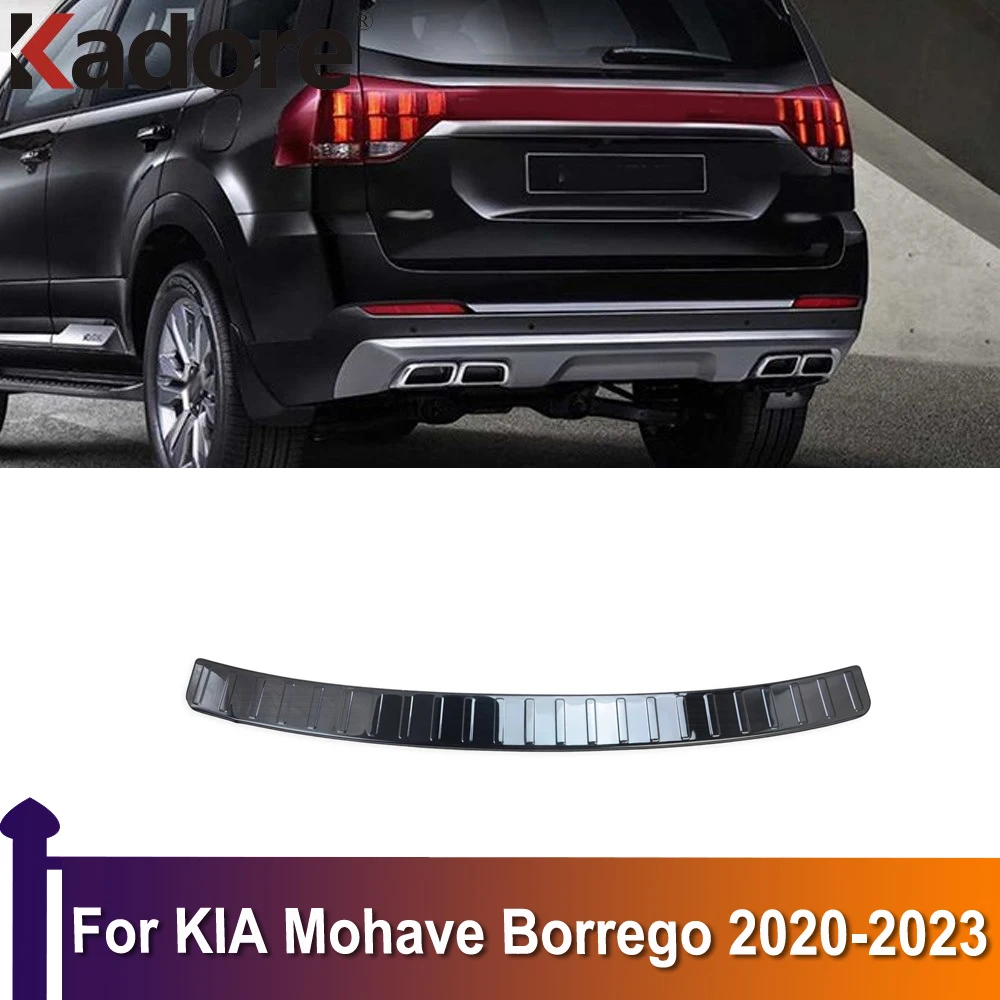 

For KIA Mohave Borrego 2020-2022 2023 Rear Outer Bumper Protector Guard Cover Back Trunk Streamer Tread Plate Stainless Steel