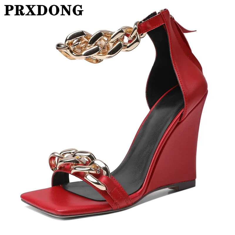 

Женские босоножки на танкетке, черные, белые или красные вечерние босоножки на высоком каблуке, на молнии, Размеры 35-40, для лета, 2022