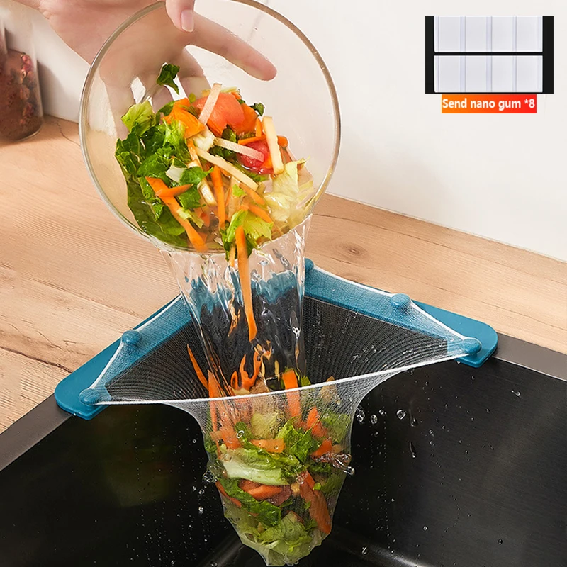 

Kitchen Sink Strainer Garbage Basket Sink Filter Drain Net Bag Garbage Storage Rack Food Waste Mesh Leftover With Suction Cup