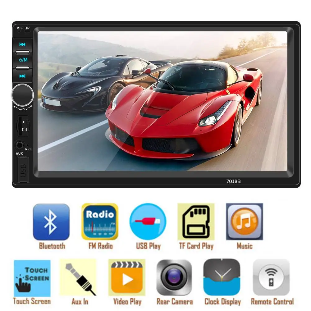 

Автомагнитола 2 Din, мультимедийный проигрыватель с Bluetooth Carplay, 7-дюймовым HD-изображением заднего хода, MP5, FM-радио, управлением рулевым колесом