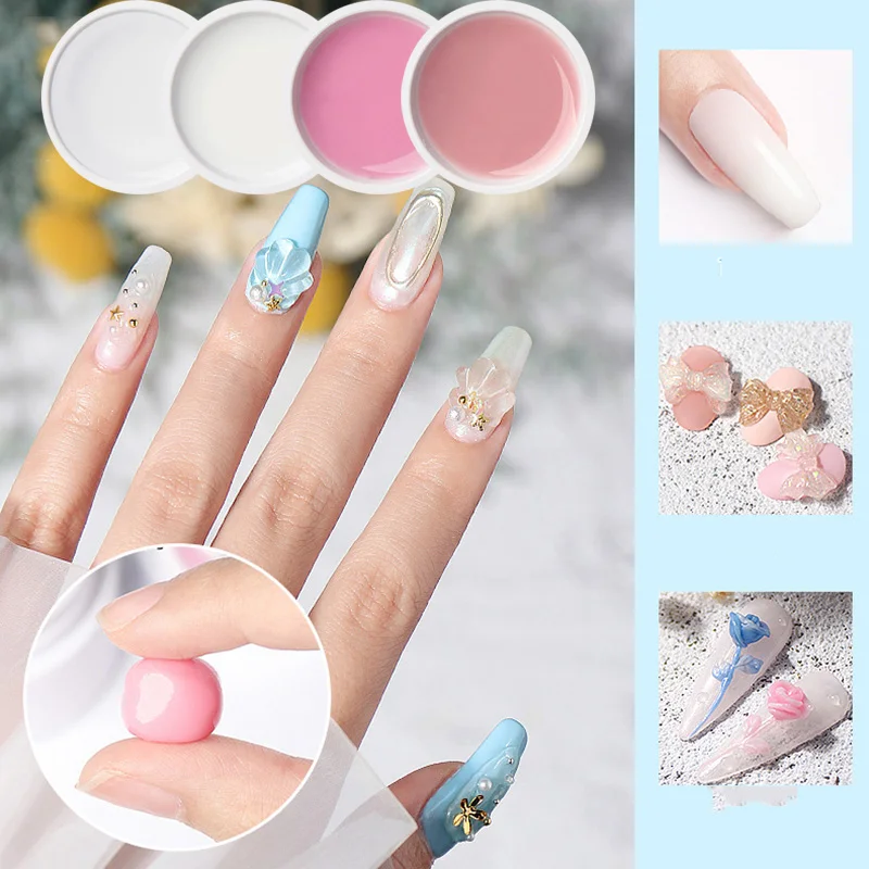 

Non-stick Hand Extension Nail Art Gel DIY Carving Flower Shaping Clear White Pink Solid Nail Polish Manicure Salon Supplies