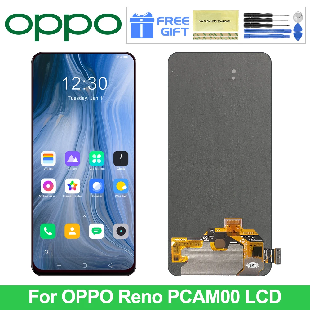 

AMOLED 6,4 ''экран дисплея для OPPO Reno PCAM00 PCAT00 CPH1917 ЖК-дисплей сенсорный экран дигитайзер Замена для OPPO Reno