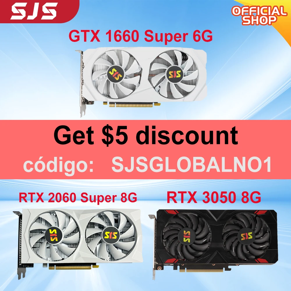 [해외] SJS 엔비디아 Rtx 2060 슈퍼 8G 및 GTX 1660 슈퍼 6G 및 RTX 3050 8G 게임용 GPU GDDR6  흰색 데스크탑 그래픽 카드  신제품