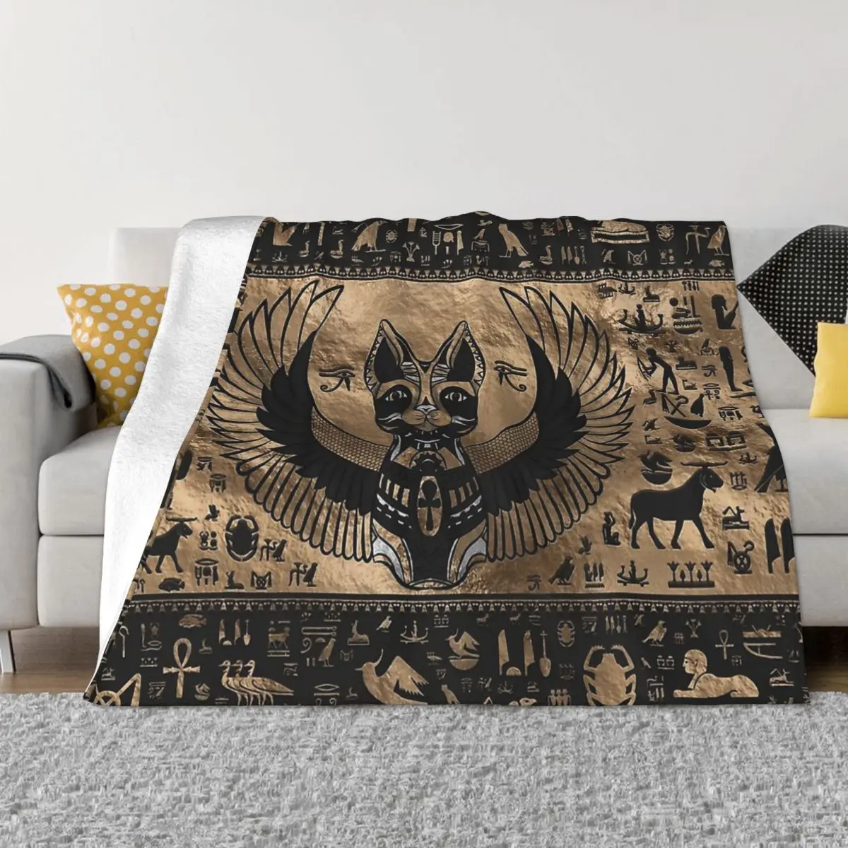 

Художественное одеяло для влюбленных кошек, фланелевое одеяло для египетской богини, удобное мягкое флисовое покрывало