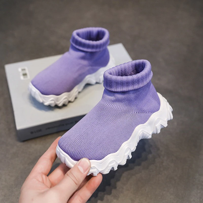 

2022 High-Top Children's Shoes Soft Mesh Socks Shoes Boys Girls Solid Color Casual Shoes Students Light Walking Sneakers Summer