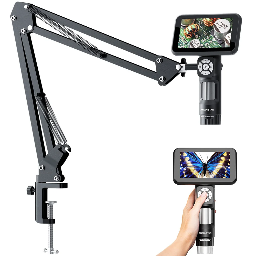 

Andonstar 2025 5-дюймовый цифровой USB-микроскоп AD115-Arm с подставкой для гибкой стрелы для пайки электроники, инструмент для проверки пайки печатных плат